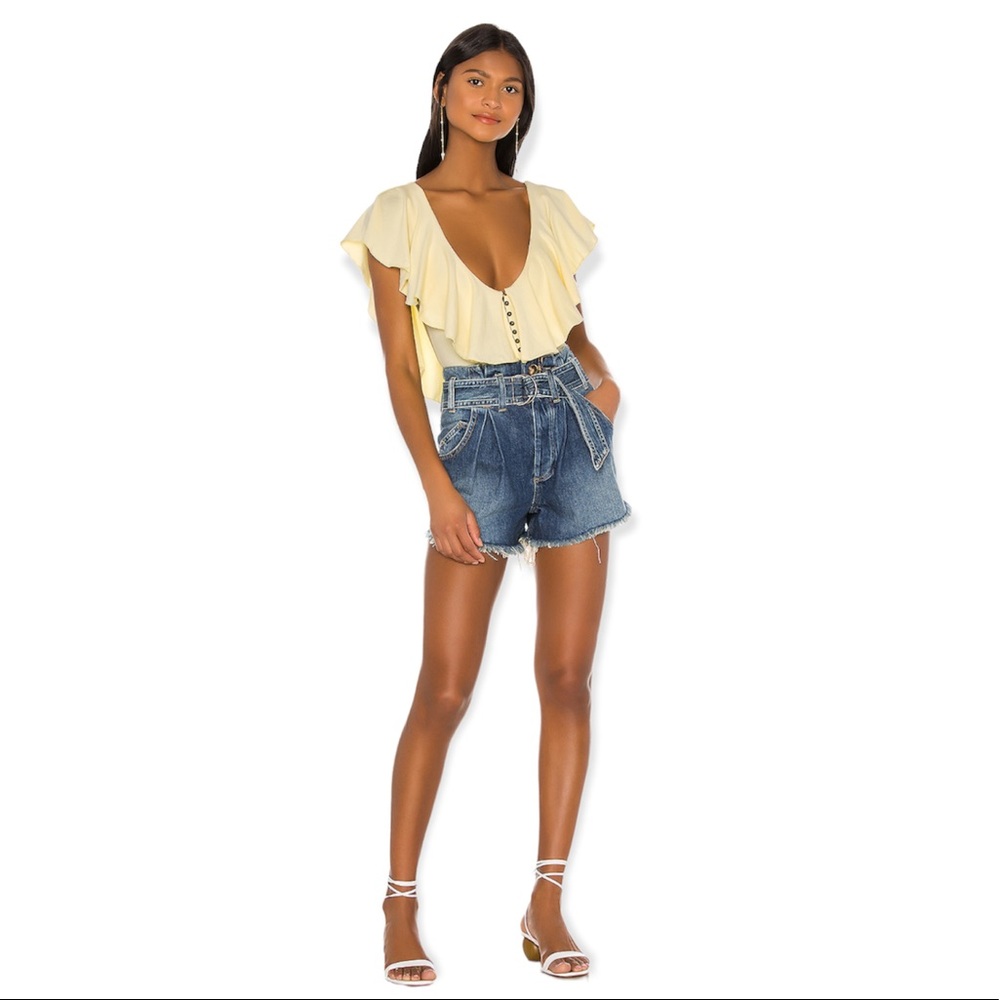 Free People See You Sometime Denim Cut Offs Indigo blue Size S Revolve PaperBag